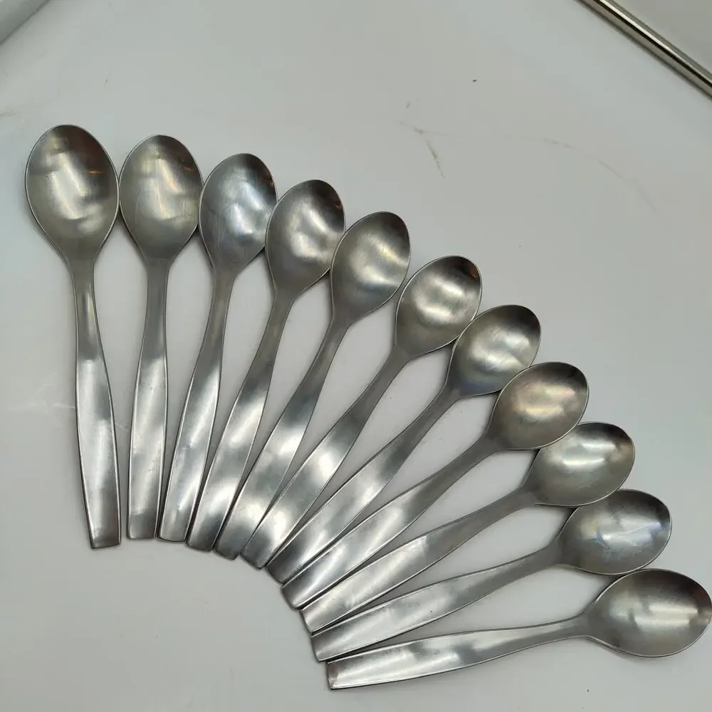 11X Tbsp Gourmet Settings LOFT Stainless Flatware Oval Soup Table Spoons